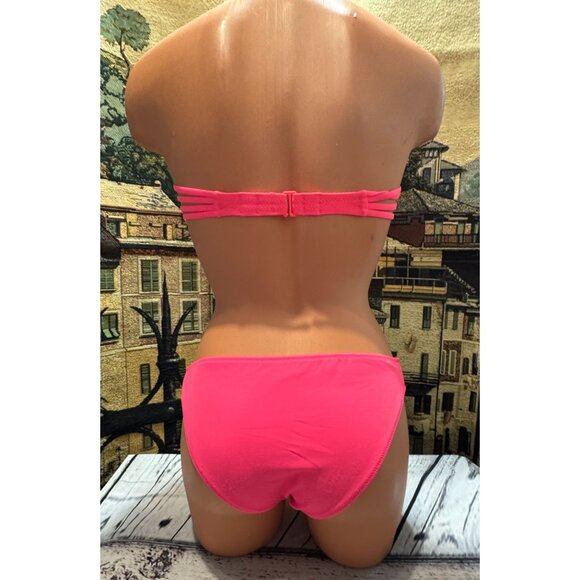 Shade & Shore Pink Strapless Bikini Swimwear Set 34B Nylon/Spandex - Picture 11 of 13